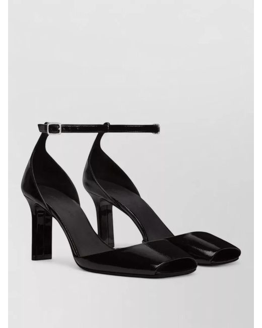 Courreges Black Peep Toe Square Front Stiletto Heel Pumps