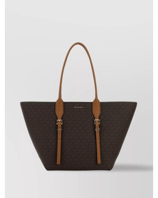 Michael Kors White Canvas Moore Shopping Bag With Structured Shape