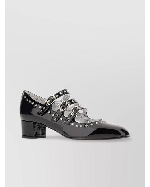 CAREL PARIS Black Leather Round-Toe Pumps