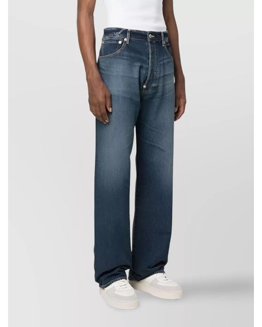 KENZO Blue Denim Mid-Rise Straight-Leg Relaxed-Fit Jeans for men