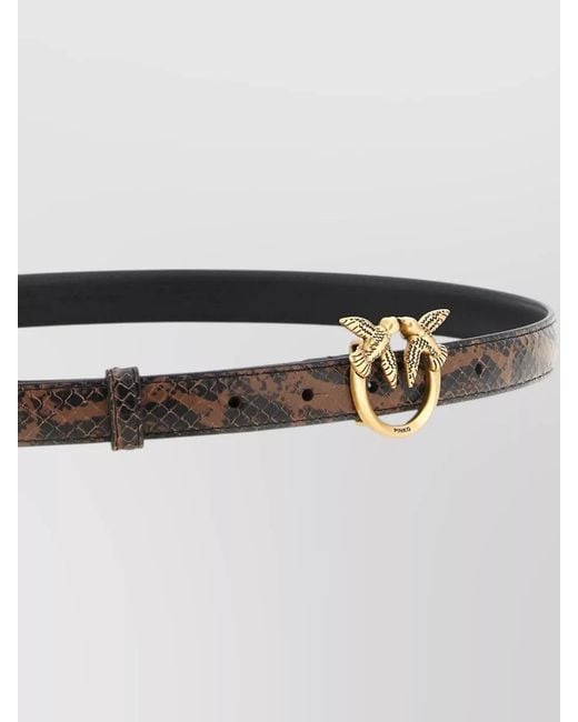 Pinko White Python Pattern Leather Belt Buckle