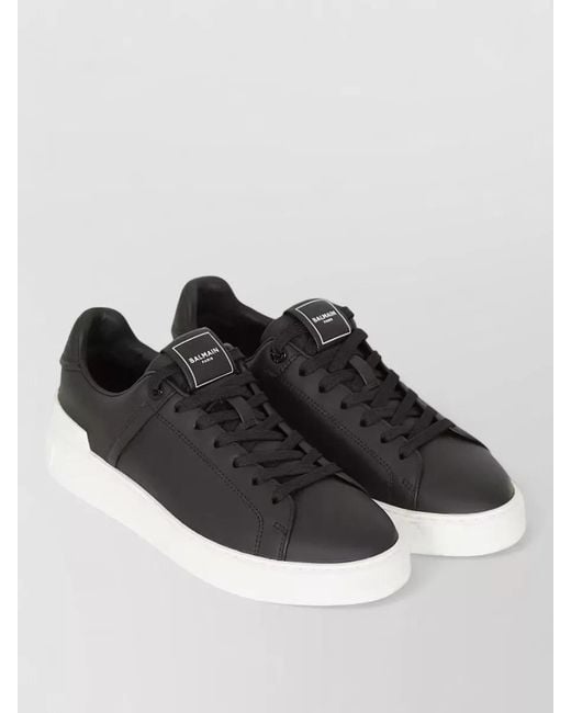Balmain Black Court Low Top Sneaker Rubber Sole for men