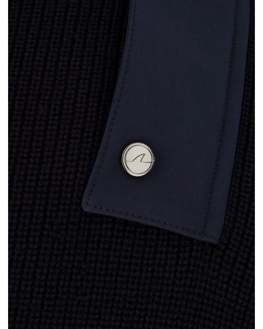 Paul & Shark Blue Wool Blend Sweater High Neck Buttons for men