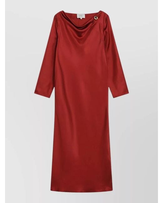 Loulou de Saison Red Silk Twill Midi Dress