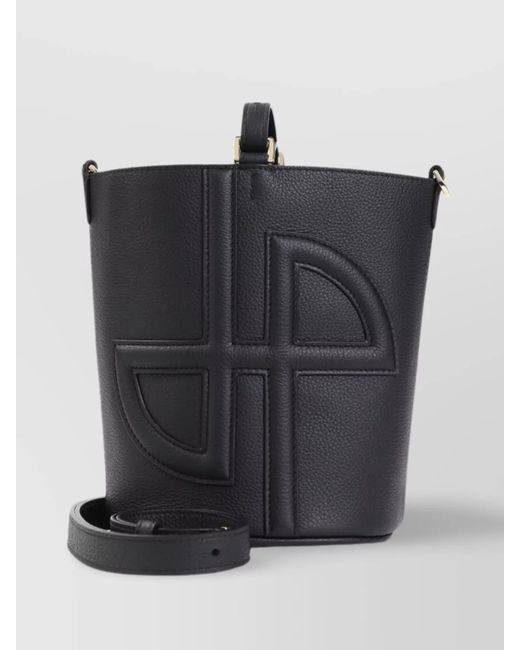 Patou Black Grained Leather Bucket Bag