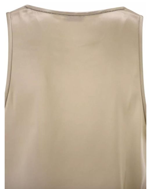 Brunello Cucinelli Natural Silk Crewneck Knitted Top