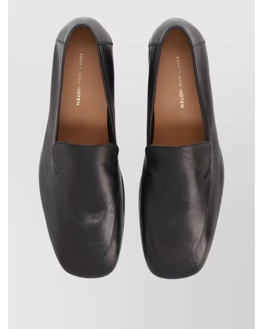 Dries Van Noten Gray Leather Loafers Square Toe Design for men