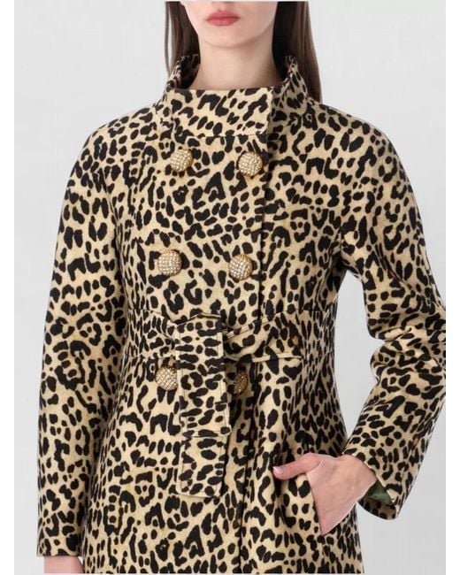 Valentino Garavani Multicolor Animalier Coat Fauve Eclat Belted Design