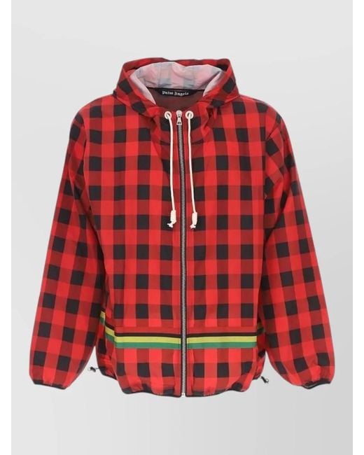 Palm Angels Red Printed Raincoat for men