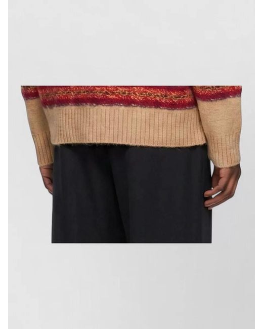 Dries Van Noten Pink Striped Crew Neck Knitwear Long Sleeve for men