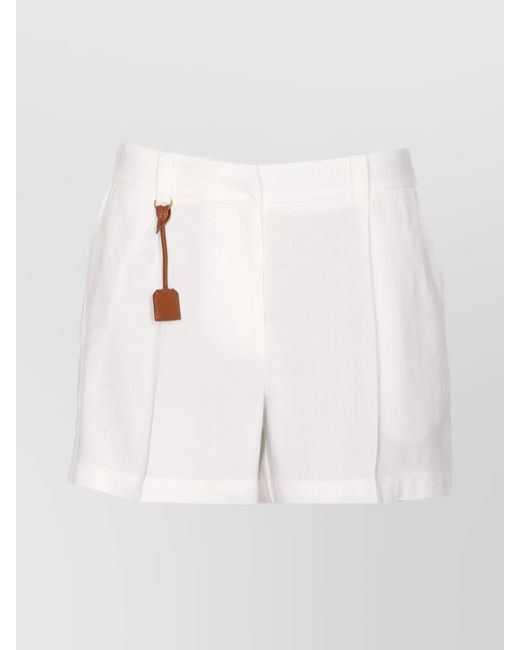 Elisabetta Franchi White High-Waisted Shorts Featuring Front Pleats