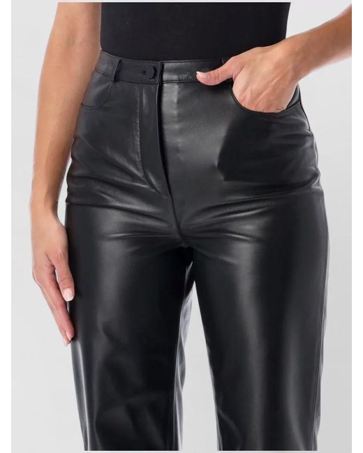 Loulou de Saison Black Leather High-Rise Tapered Trousers