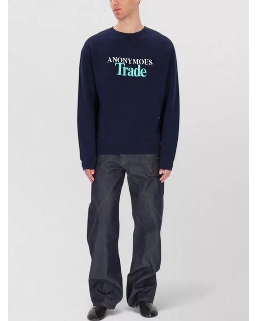 J.W. Anderson Blue Anonymous Trade Logo Crew Neck Sweatshirt for men