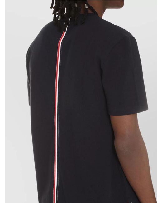 Thom Browne Black Piqué Cotton T-Shirt for men