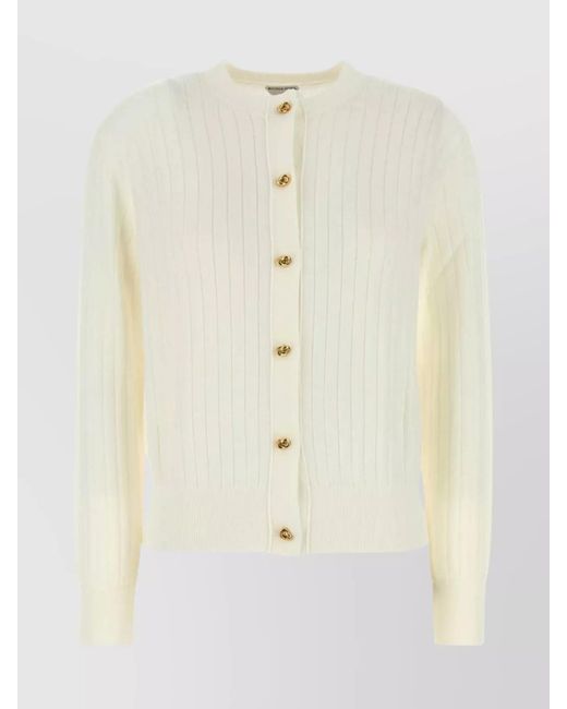 Bottega Veneta Natural Ribbed Wool Cardigan