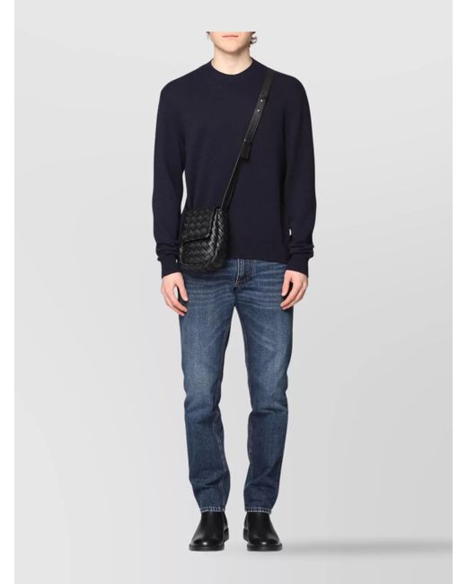 Bottega Veneta Blue Cashmere Crew-Neck Sweater for men