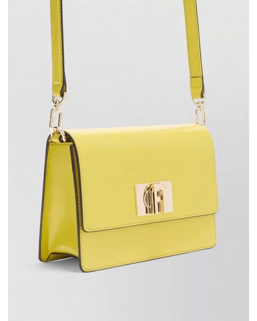 Furla Yellow Mini Crossbody Bag Structured Shape Adjustable Strap