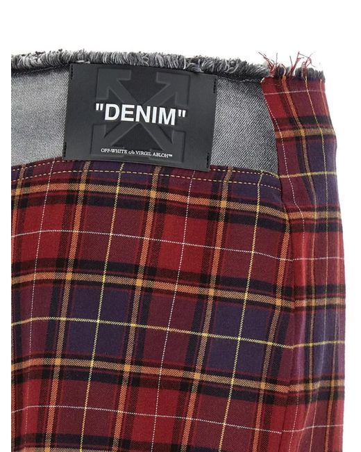 Off-White c/o Virgil Abloh Gray Cotton Asymmetric Patchwork Skirt
