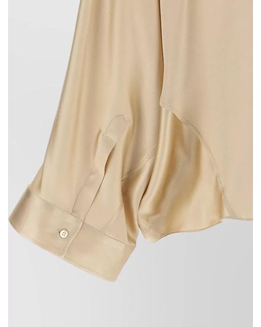 Brunello Cucinelli Natural Monile Satin Batwing Fluid Shirt