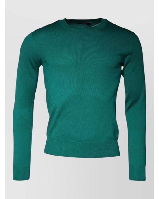 Dolce & Gabbana Green Wool Knit Crew Neck Slim Pullover for men