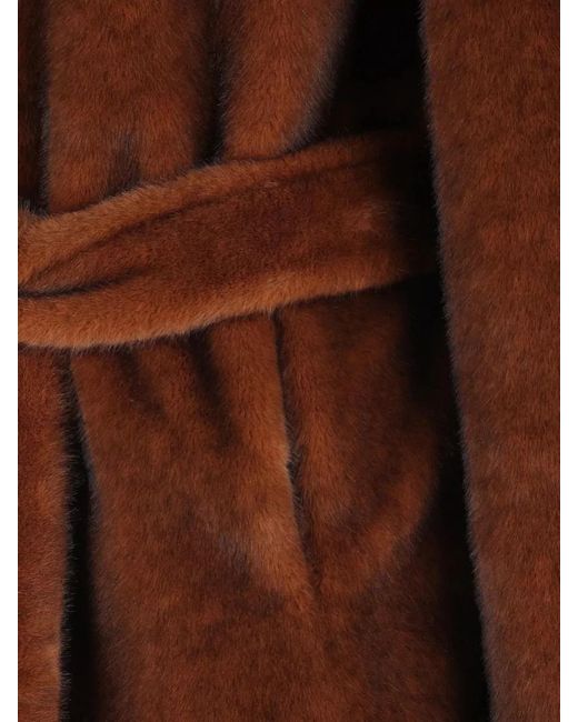 Herno Brown Faux-Fur Belted Coat