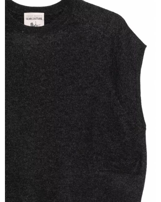 Semicouture Black Beth Wool Vest Silk Blend Knitwear