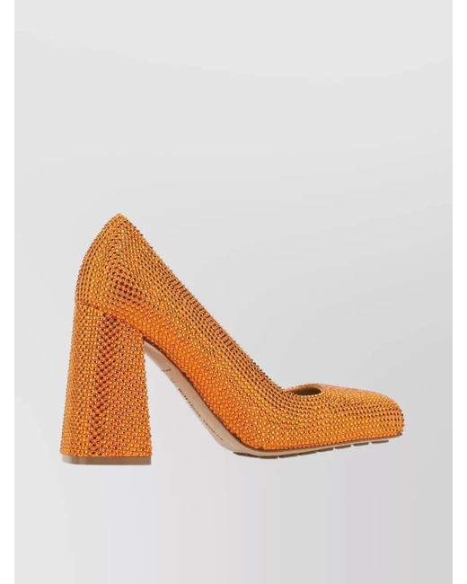 Bottega Veneta Orange Leather Rhinestone-Embellished Pumps