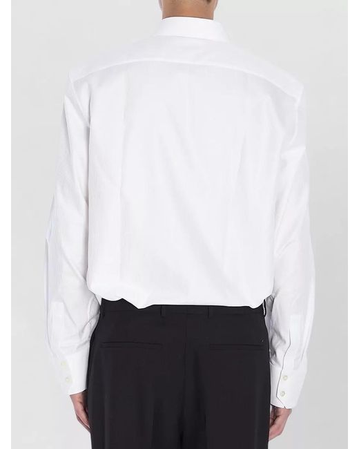 Saint Laurent White Striped Cotton Shirt for men