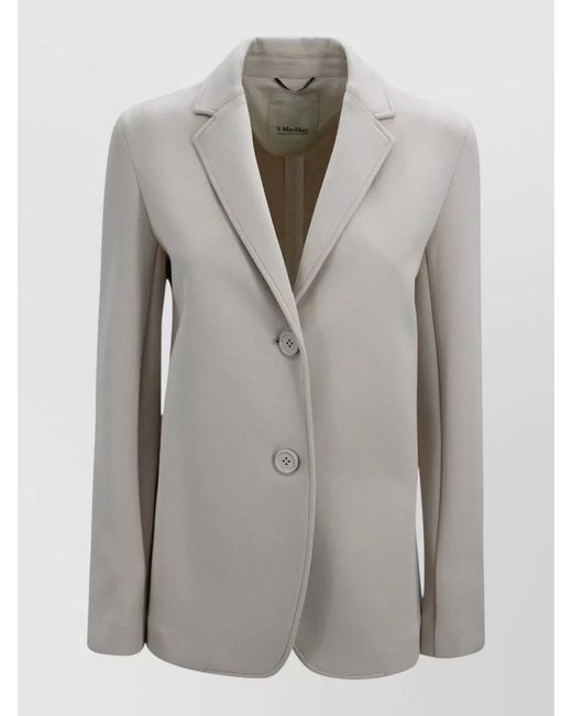 Max Mara Gray Single Breast Wool Straight Line Jacket