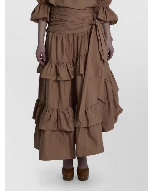 Chloé Brown Cotton Asymmetric Tiered Maxi Skirt