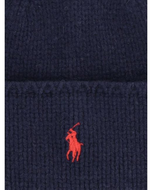 Polo Ralph Lauren Blue Knit Hat Folded Cuff Casual Style