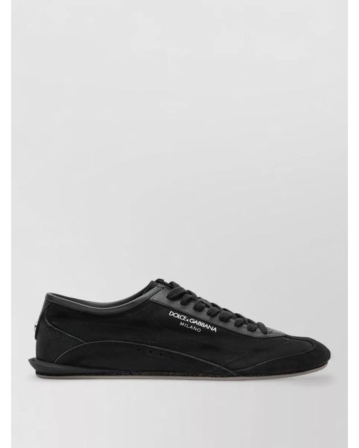 Dolce & Gabbana Black Signature Sneakers Rubber Sole Suede Finish for men