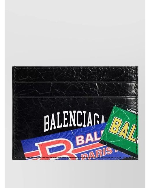 Balenciaga Black Cash Card Holder Textured Finish for men