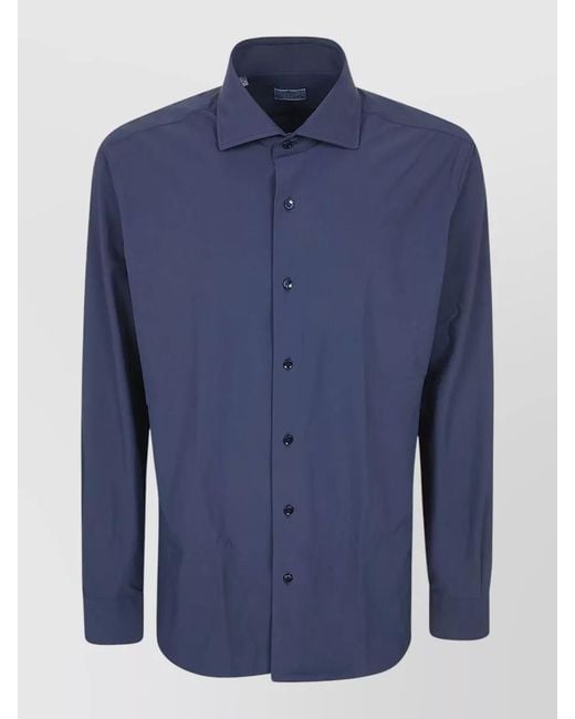 Barba Napoli Blue Long Sleeves Shirt Button Cuffs Style for men