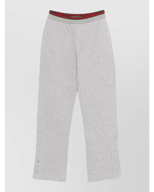 Gucci Gray Web Waistband Cotton Trousers Side Stripe