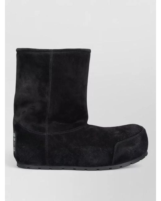 Balenciaga Black Suede Round Toe Flat Sole Mid Calf Slippers for men