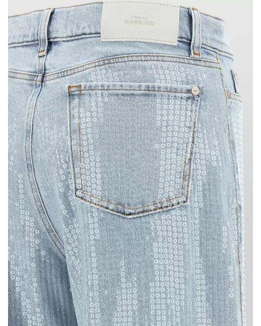 7 For All Mankind Blue Denim Wide-Leg Jeans