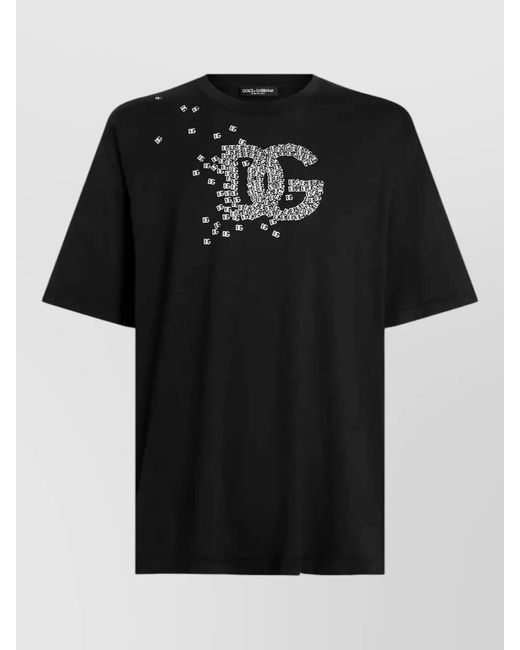 Dolce & Gabbana Black Cotton Logo-Print Short-Sleeve T-Shirt for men