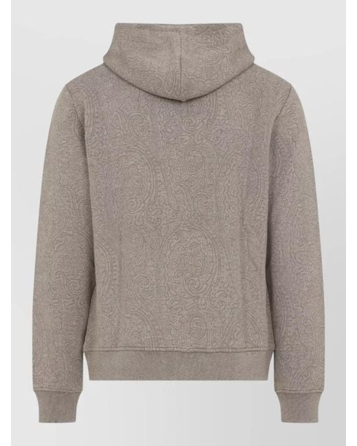 Etro Gray Hooded Jacket Paisley Pattern Front Pockets for men
