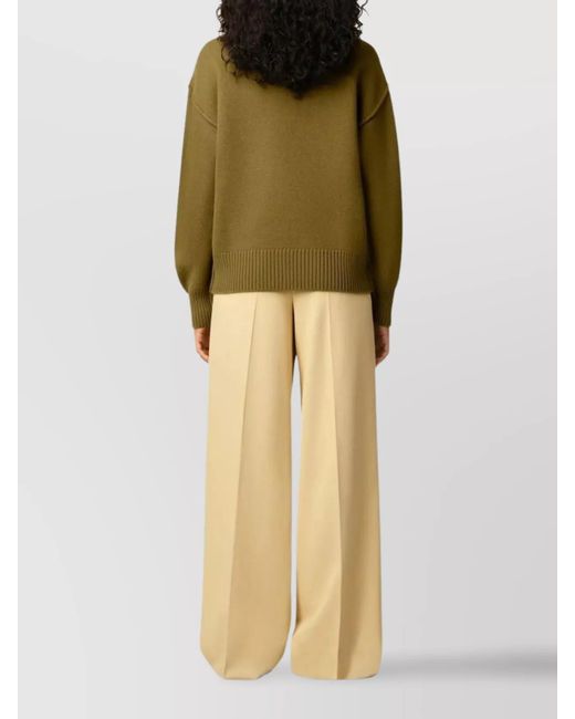 AMI Green Wool Funnel Neck Jumper
