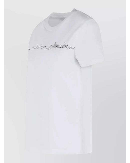 Moncler White Logo Cotton T-Shirt Crew Neck Graphic