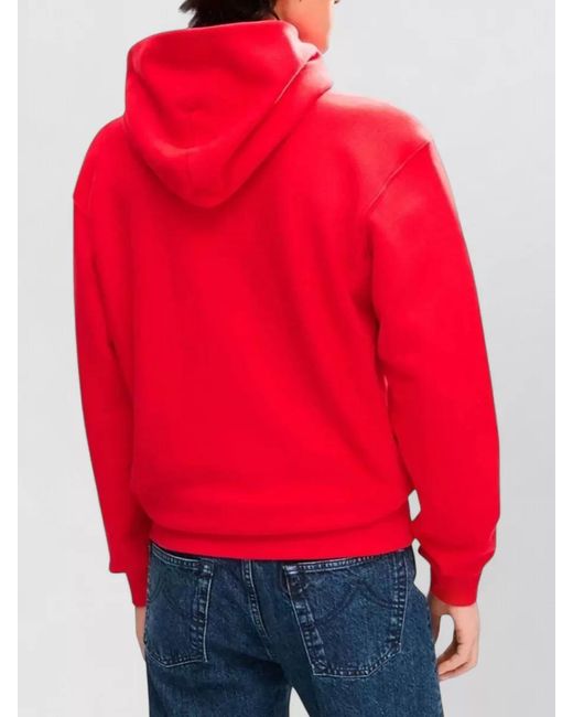 KENZO Red Cotton Zip Up Hoodie for men