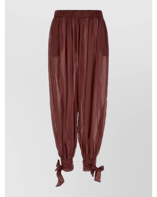 ANDAMANE Red Noor Sheer Fabric Mid Rise Pants