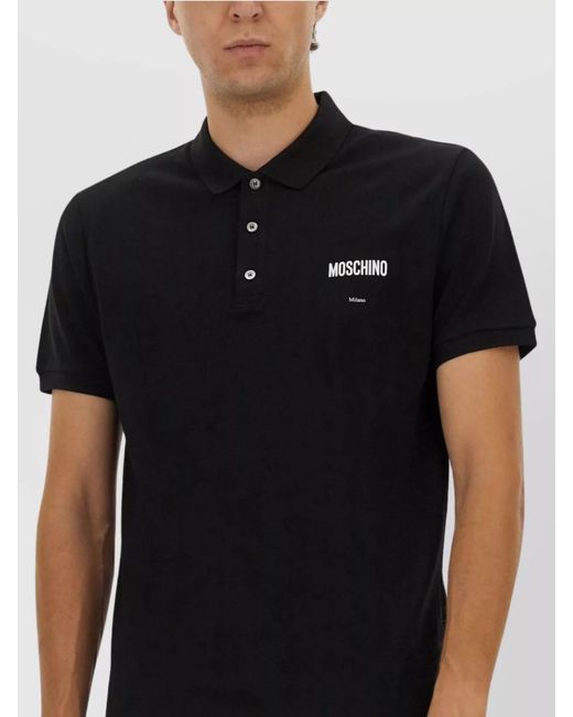 Moschino Black Cotton Piqué Polo Shirt for men