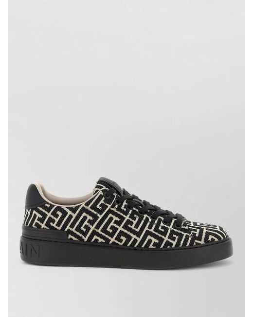 Balmain Black B Court Low Top Lace Up Sneakers for men