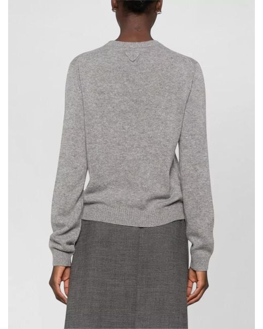 Prada Gray Crew Neck Long Sleeve Knit Top