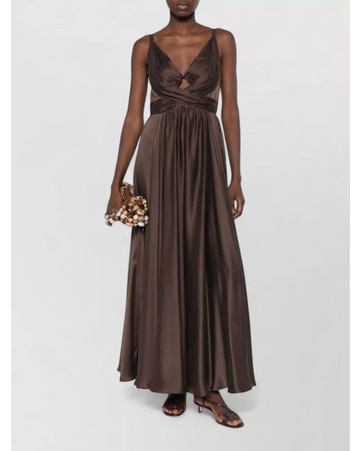 Zimmermann Brown Silk Draped Maxi Dress