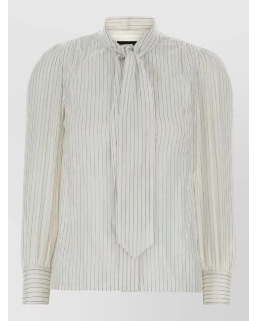 Gucci White Silk Shirt Puff Sleeves Striped Design for men