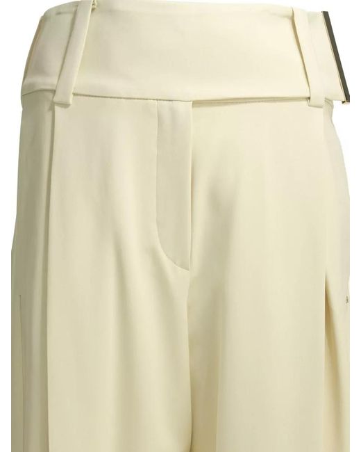 Sportmax Natural Tailored Trousers Pleated Front Wide Waistband