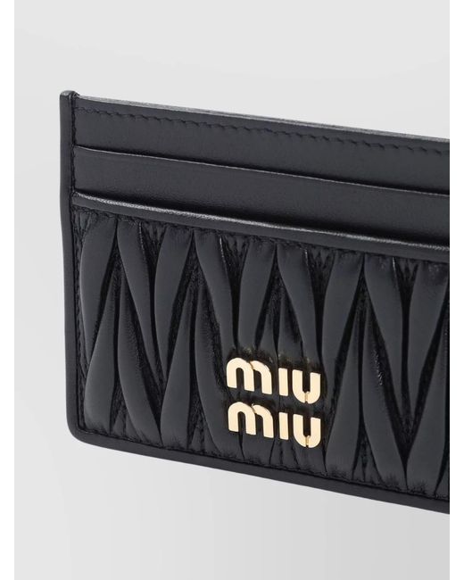 Miu Miu Black Matelassé Leather Card Holder